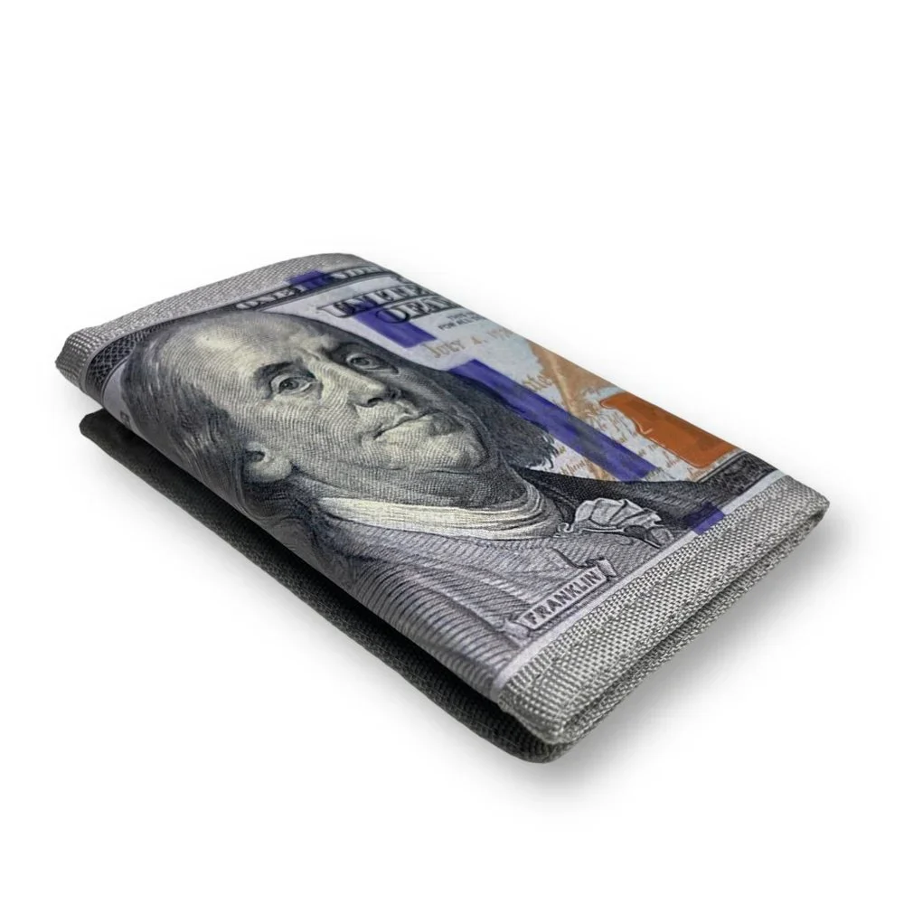 100 Dollar Bill Printed Trifold Wallet